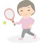 テニスを楽しむ年配者のイラスト