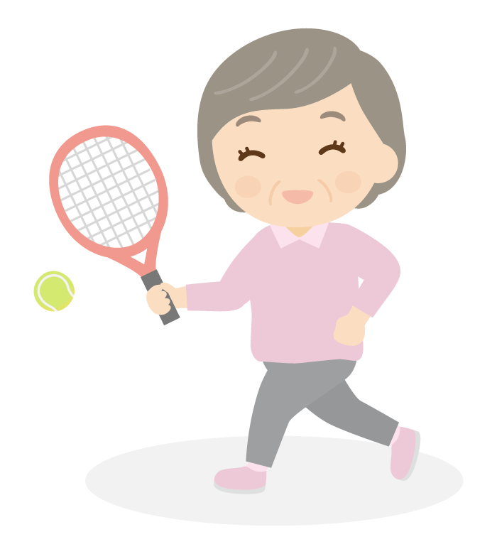 テニスを楽しむ年配者のイラスト