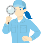 検査をしているイメージの女性作業員のイラスト