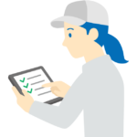 確認作業をする女性作業員のイラスト