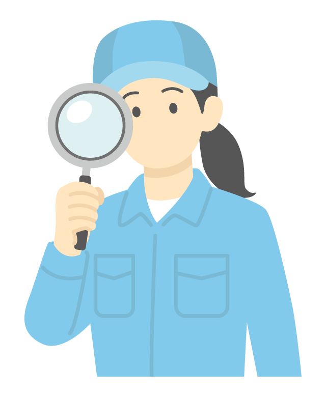 点検や検査を行う女性作業員のイラスト