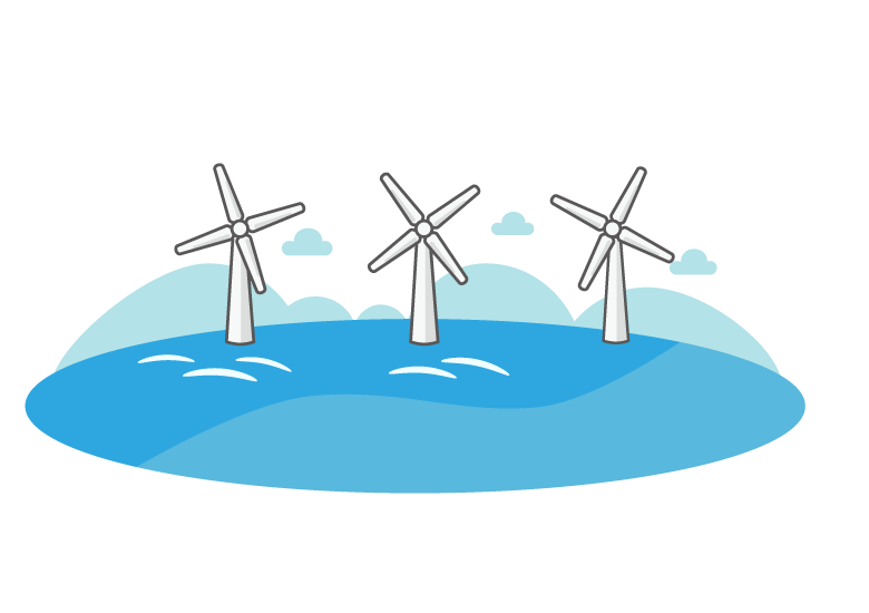洋上風力発電のイラスト