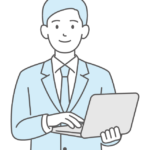 ノートPCと会社員のイラスト