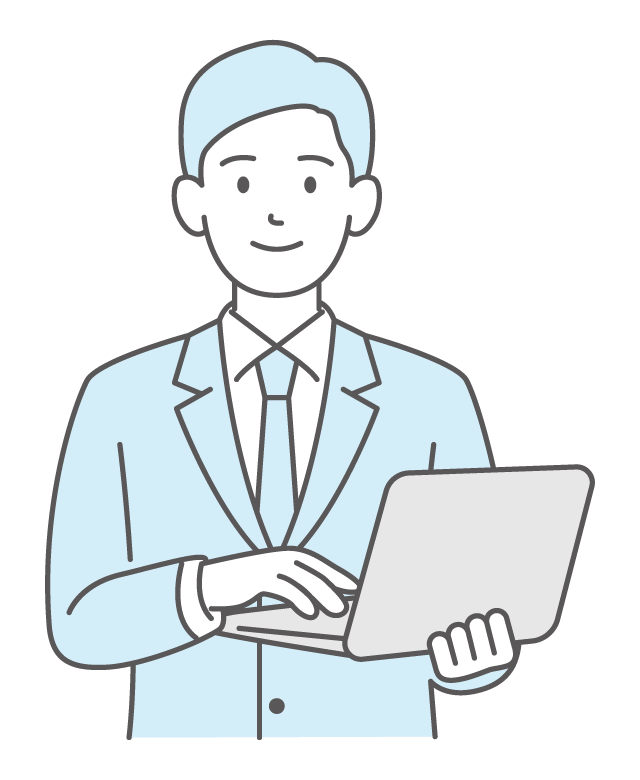ノートPCと会社員のイラスト