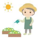 ガーデニングを楽しむ年配者のイラスト