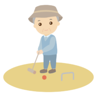 ゲートボールをする年配者のイラスト