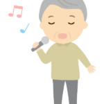 カラオケを楽しむ年配者のイラスト