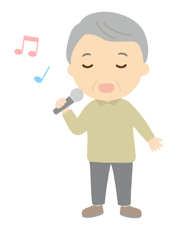 カラオケを楽しむ年配者のイラスト
