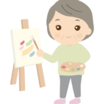 絵を描いている年配女性のイラスト