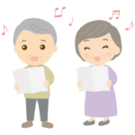 合唱を楽しんでいる年配者のイラスト