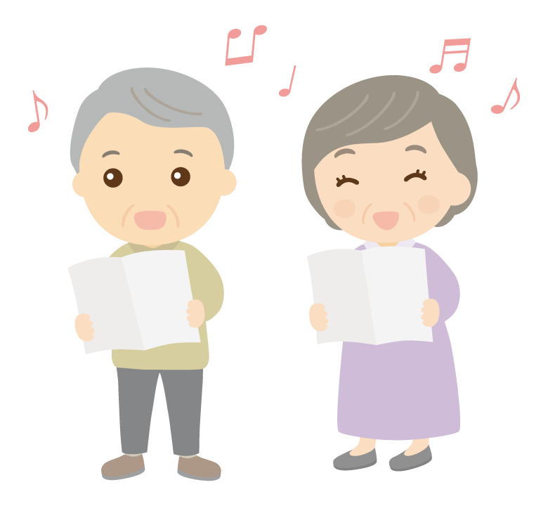 合唱を楽しんでいる年配者のイラスト