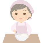 お菓子作りをしている年配女性のイラスト