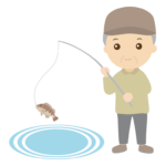 釣りを楽しむ年配者のイラスト