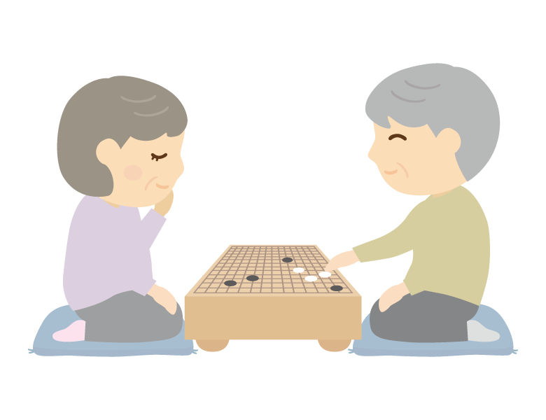 囲碁を楽しむ年配者のイラスト