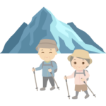 登山を楽しむ年配夫婦のイラスト