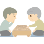 将棋を楽しむ年配者のイラスト