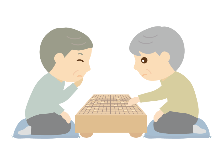 将棋を楽しむ年配者のイラスト