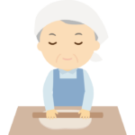 蕎麦打ちをする年配男性のイラスト