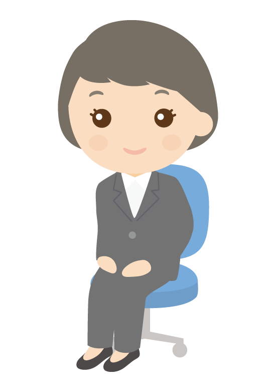 椅子に座る女性会社員のイラスト