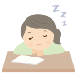 机で寝てしまった女性のイラスト