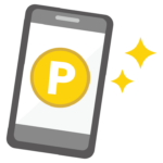 スマホでポイントをためるイラスト