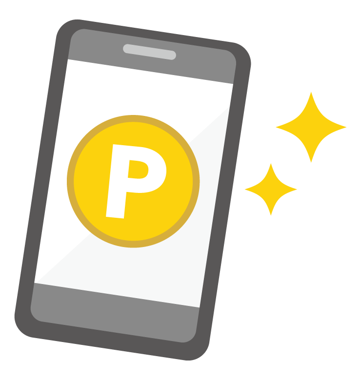 スマホでポイントをためるイラスト