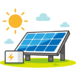 太陽光発電（ソーラー発電）のイラスト