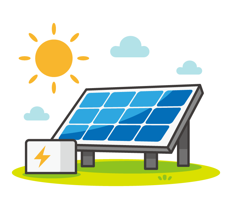 太陽光発電（ソーラー発電）のイラスト