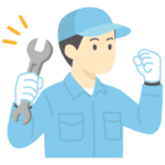 ガッツポーズの作業員のイラスト