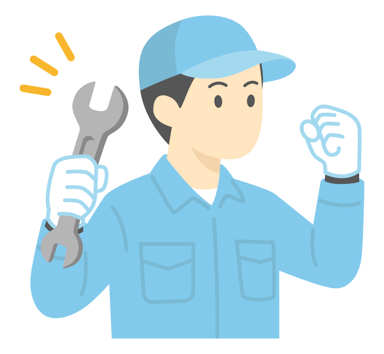 ガッツポーズの作業員のイラスト