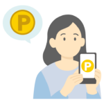 ポイントをためる女性のイラスト