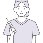 注射器を持った女性の医療従事者のイラスト