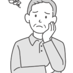 困ったり悩んでいる年配男性のイラスト