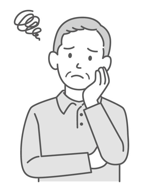 困ったり悩んでいる年配男性のイラスト