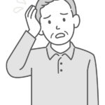 焦ったり困っている年配男性のイラスト