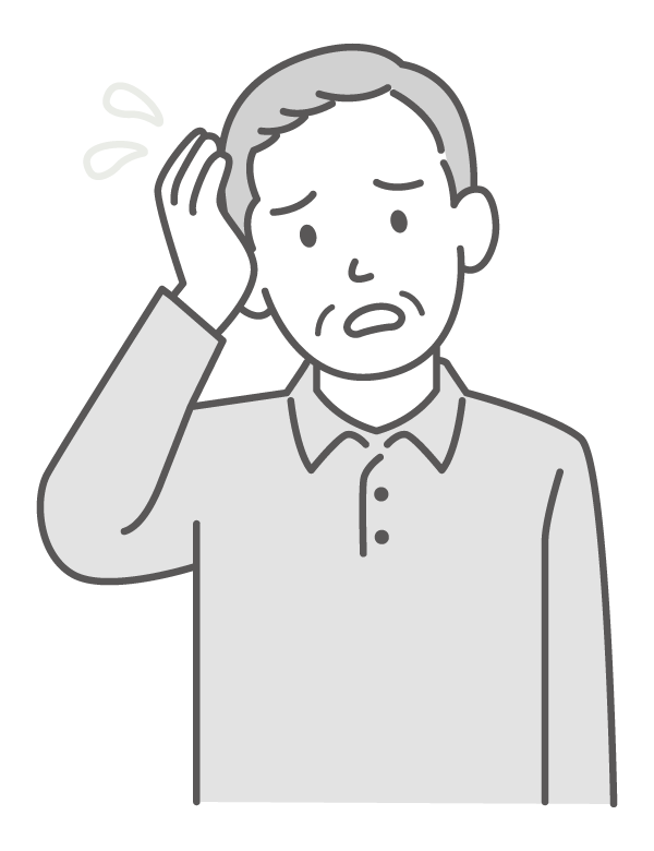 焦ったり困っている年配男性のイラスト