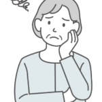 困ったり悩んでいる年配女性のイラスト