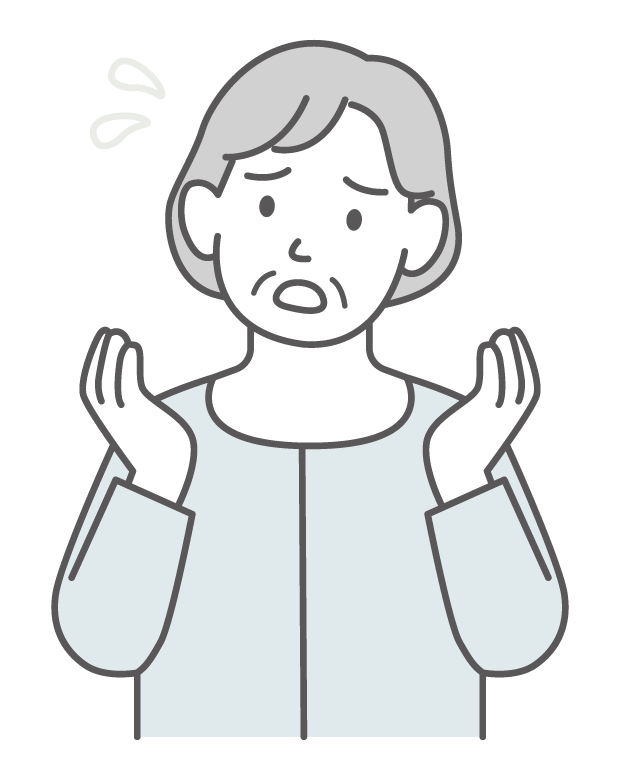 焦ったり困っている年配女性のイラスト