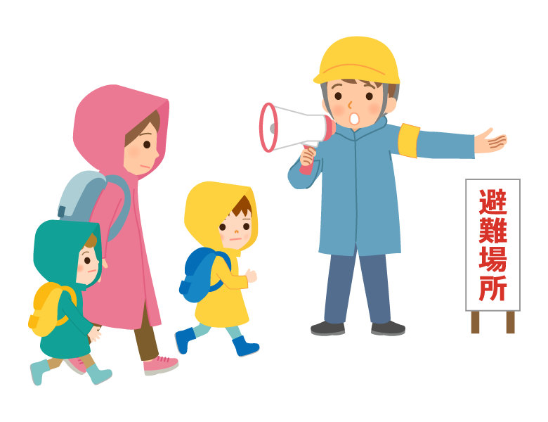 災害で避難しているイラスト