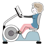 エアロバイクと年配女性のイラスト
