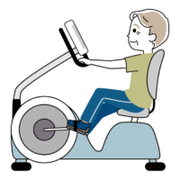 エアロバイクと年配者のイラスト