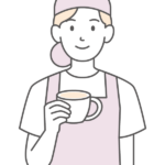 シンプルタッチの女性のカフェ店員のイラスト