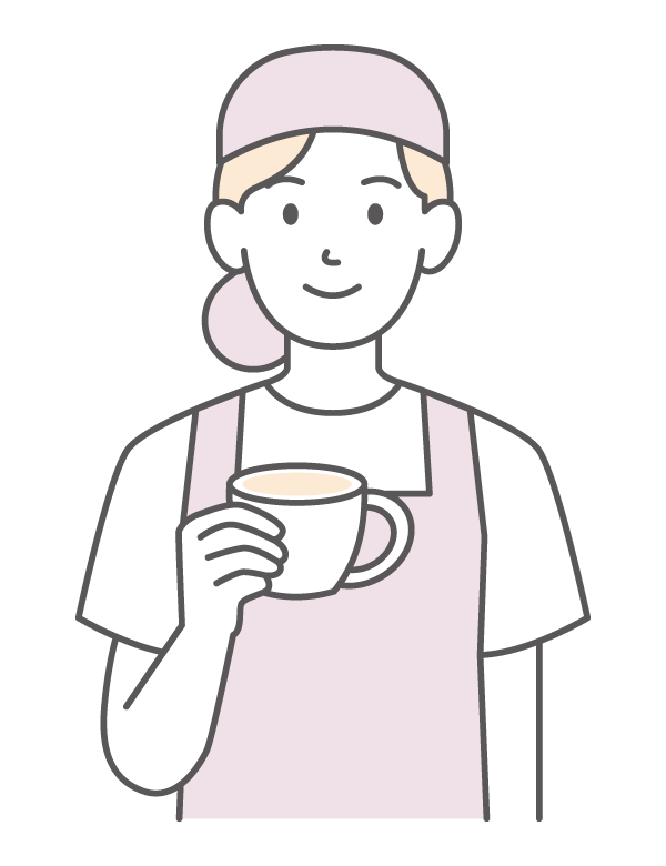 シンプルタッチの女性のカフェ店員のイラスト