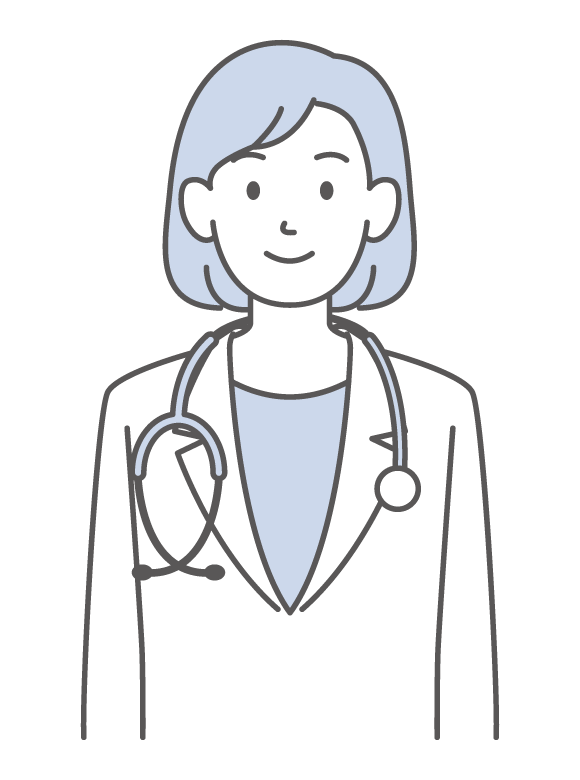 シンプルな色の女性のお医者さんのイラスト