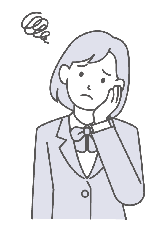 困ったり悩んでいる女子学生のイラスト