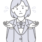 お手上げ状態の女子学生のイラスト