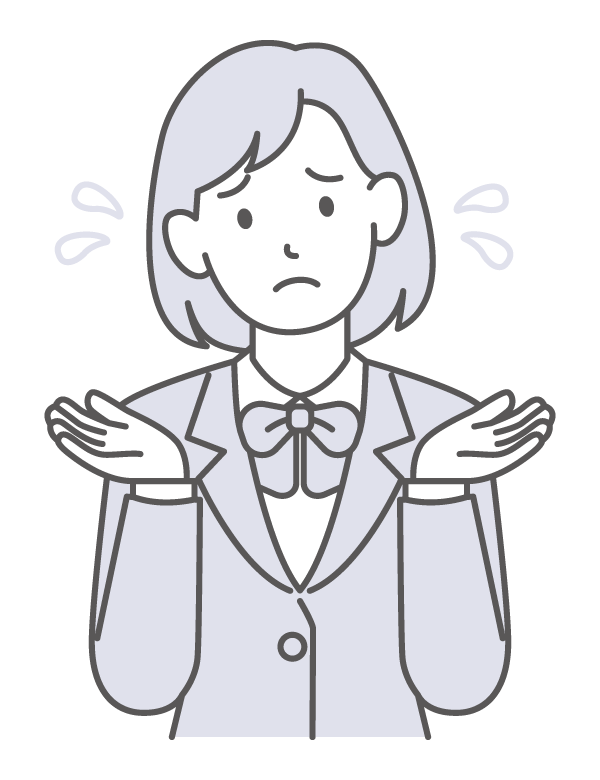 お手上げ状態の女子学生のイラスト