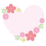 花とハートのラブリーなデザインのイラスト