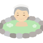 温泉を楽しむ年配者のイラスト