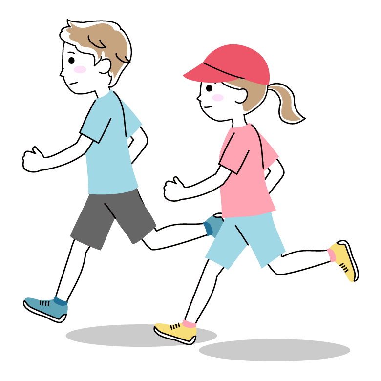 ジョギングをする男女のイラスト